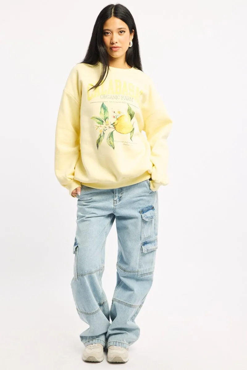 Street Ready Functional Layer Yellow Graphic Sweater Long Sleeve