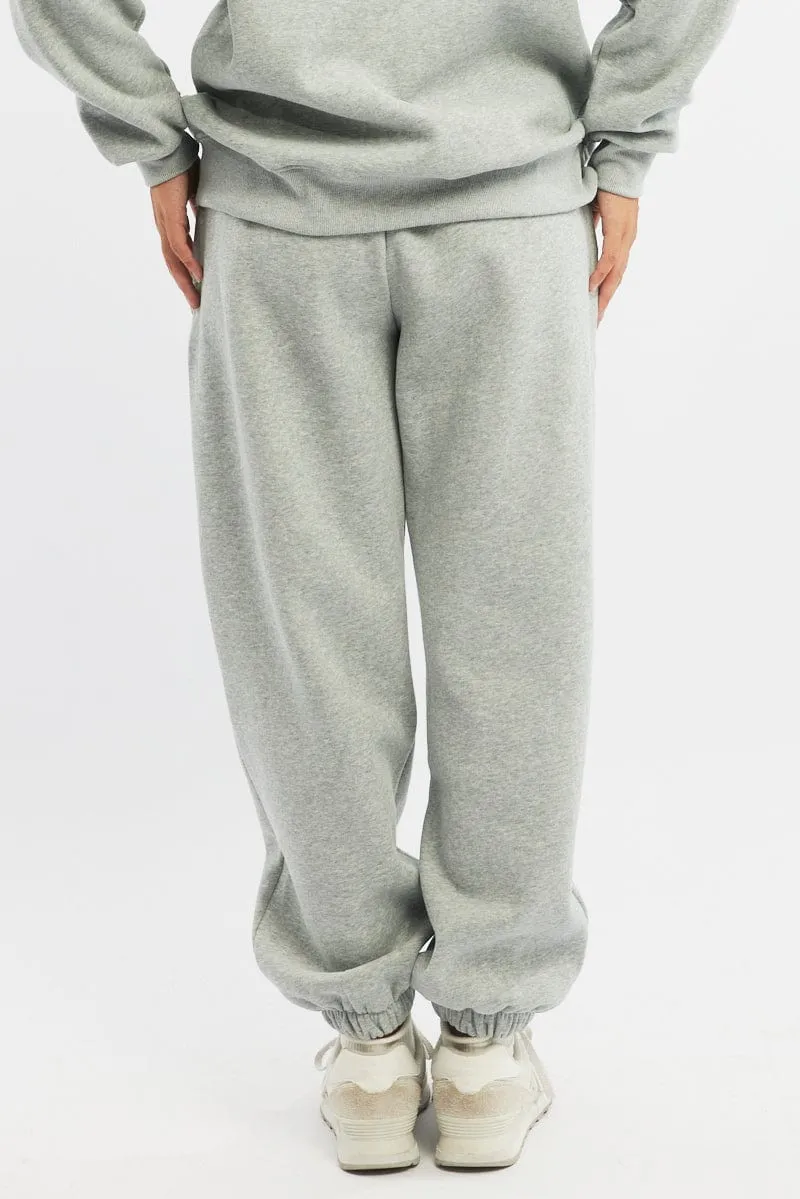 Grey Track Pants Jogger ReinforcedHemline Soft Touch