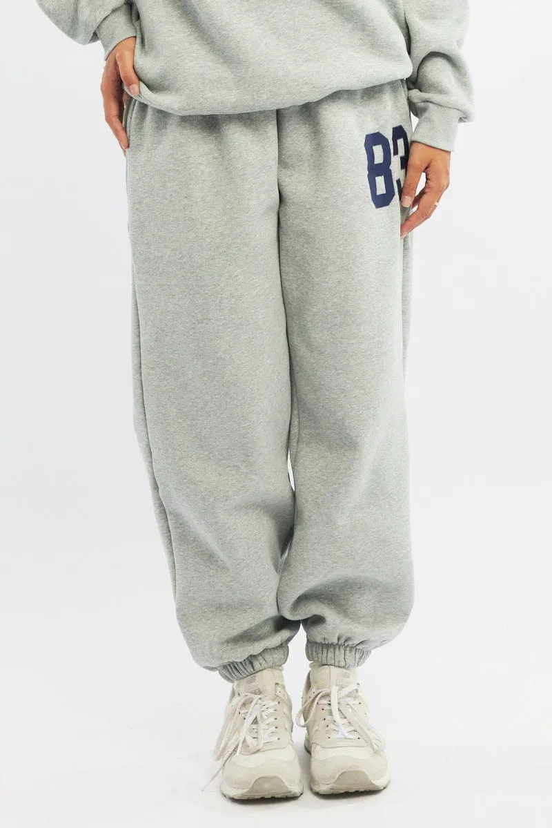 Grey Track Pants Jogger Casual Design Wear Resistant Fabric