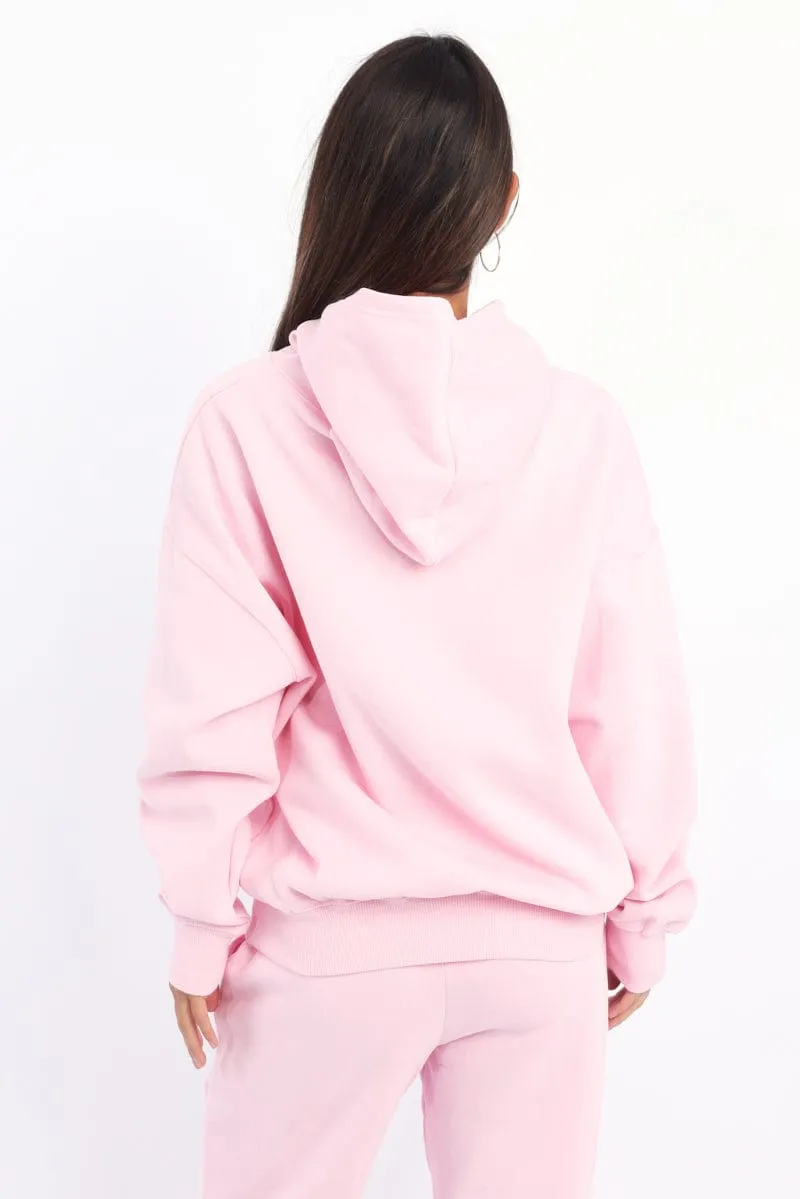 Breathable Design Office Casual Pink Hoodie Sweater Long Sleeve