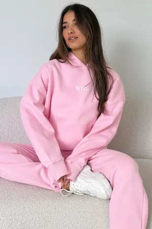 Casual Style Pink Hoodie Sweater Long Sleeve