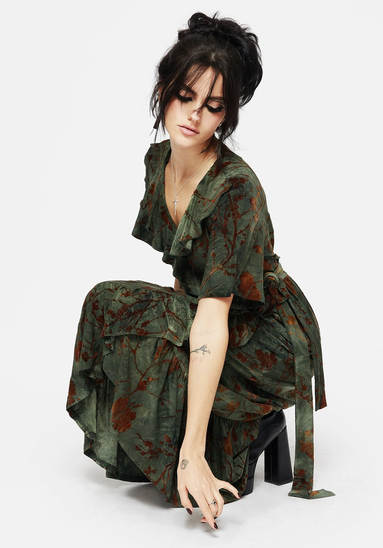 Stylish boho dress Witchfire Ruffle Midaxi Wrap Dress
