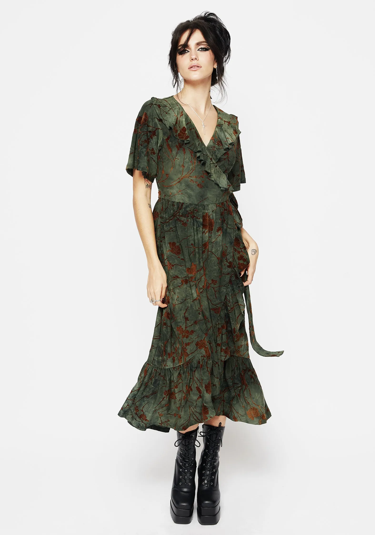 Blue Bay Witchfire Ruffle Midaxi Wrap Dress