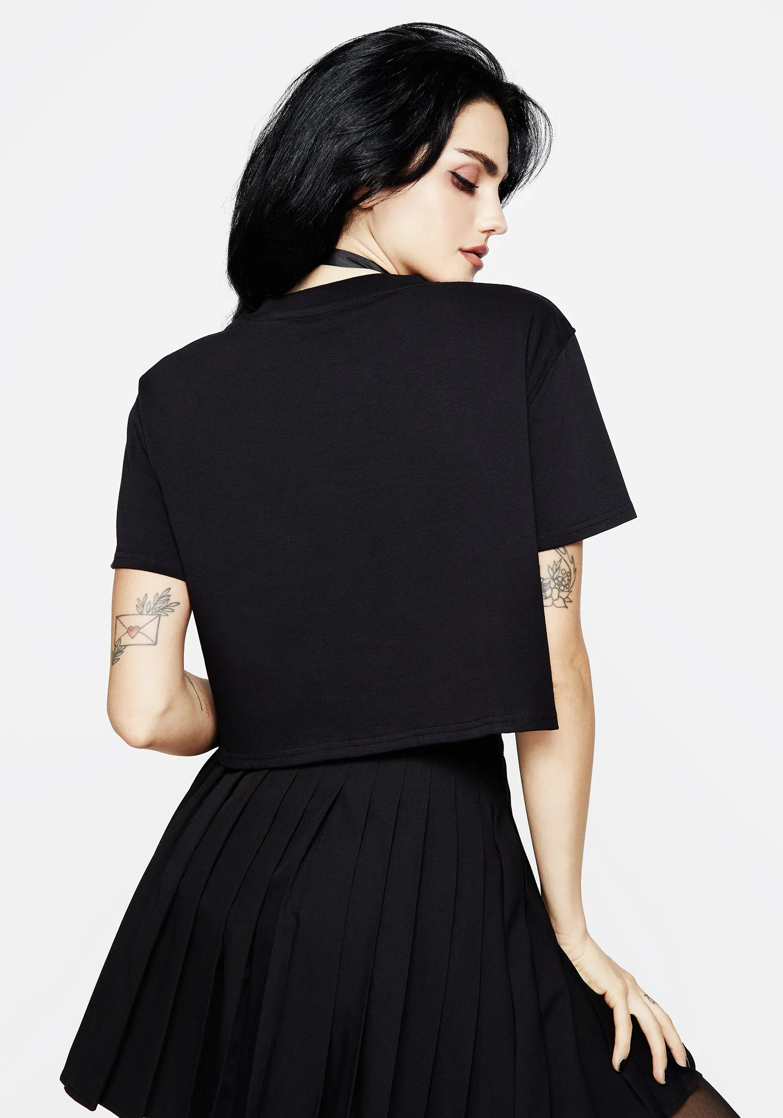 Hawkmoth Graphic Print Boxy Crop Tee Beach Outfit
