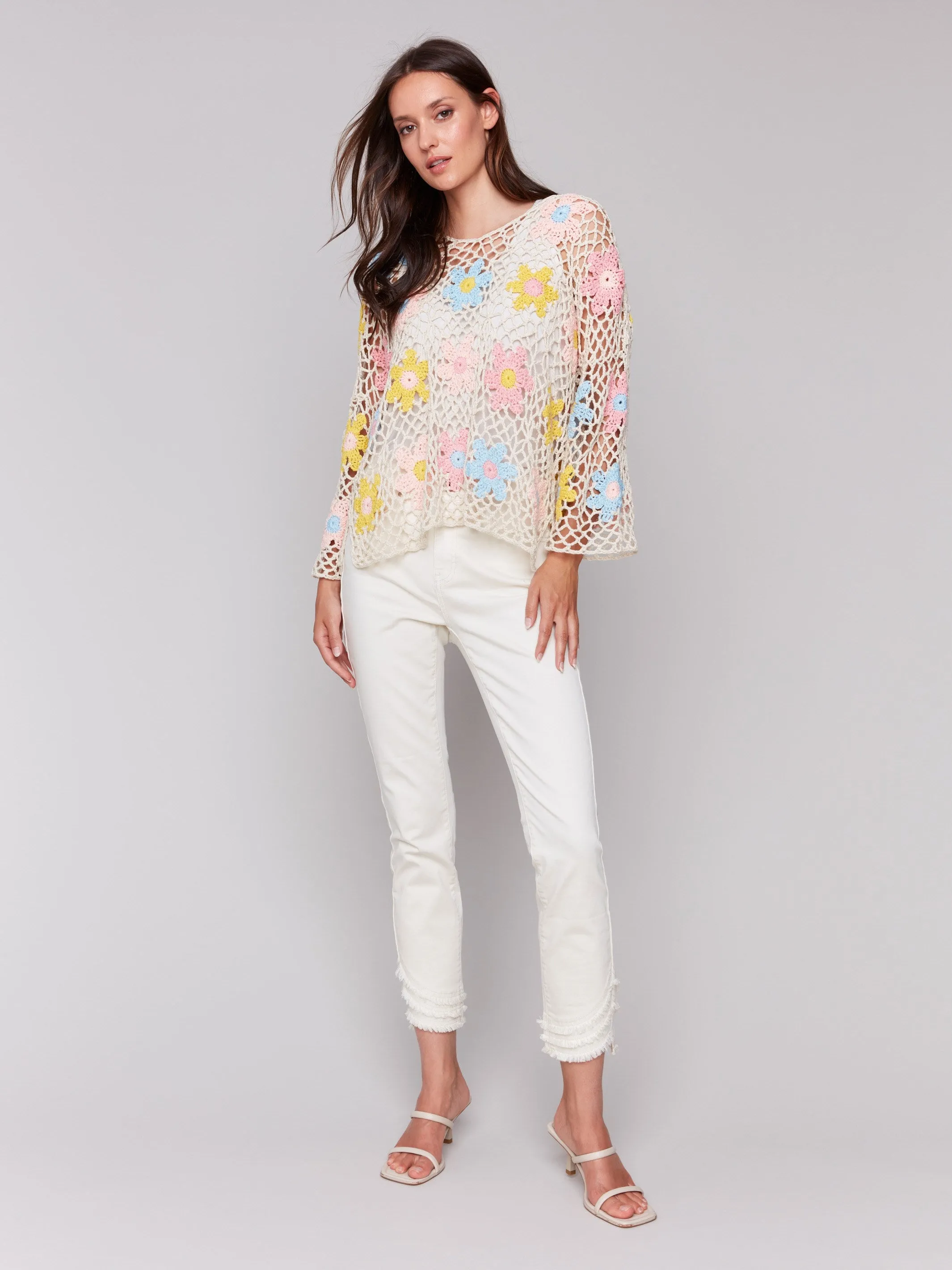 Handcrafted Floral Crochet Top - Natural Snuggly Comfort