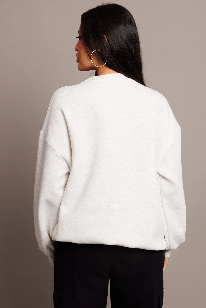 Effortless Style product skiing suitability Grey Graphic Sweat Long Sleeve