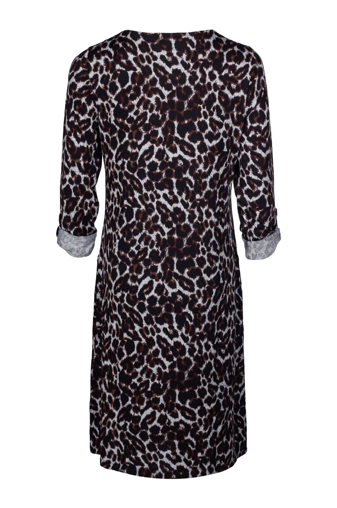 DoubleLayerReinforcement Printed Warm Touch Dress | Toffee Silver Animal | 7914B1