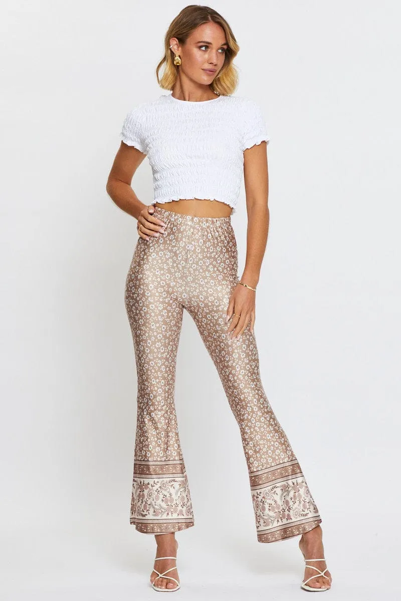 Sustainable Fabric Boho Print Pants Flare Leg