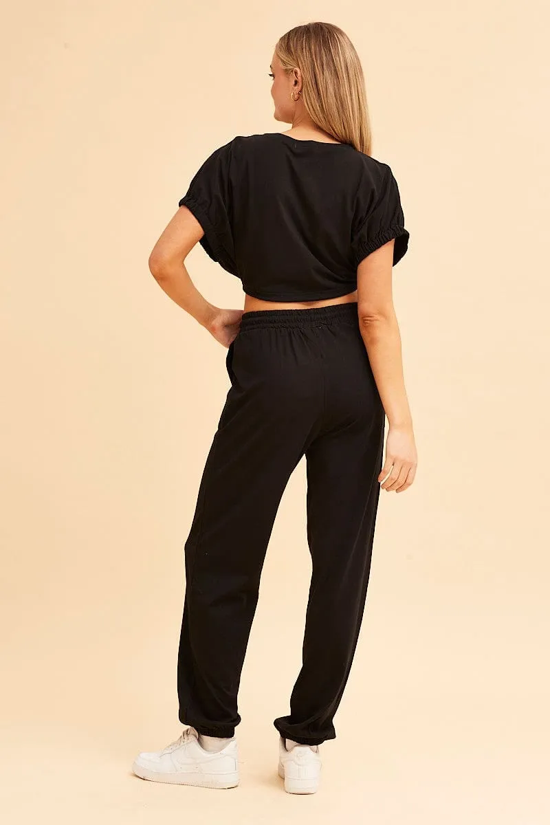 Reflective Trim Options Black Jamie Cotton Jersey Lounge Pants