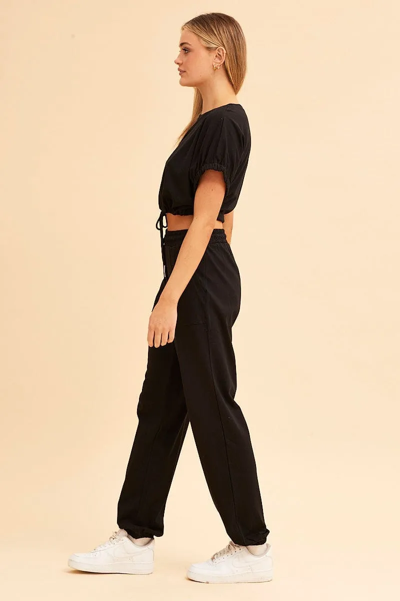 Anti Static Finish Black Jamie Cotton Jersey Lounge Pants