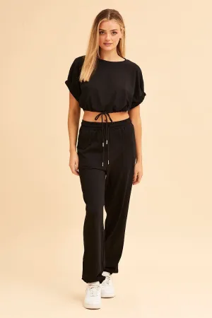 Black Jamie Cotton Jersey Lounge Pants MultiPocket Layering Comfort