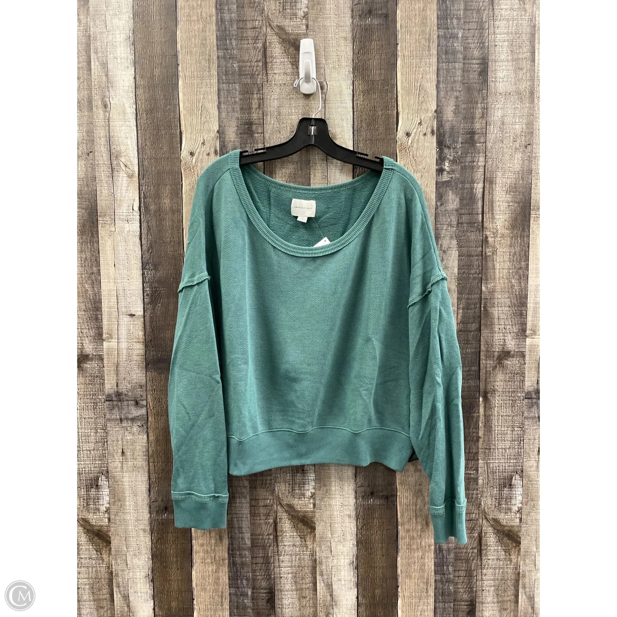 Sweatshirt Crewneck By American Eagle In Green, Size: M VentilatedMesh