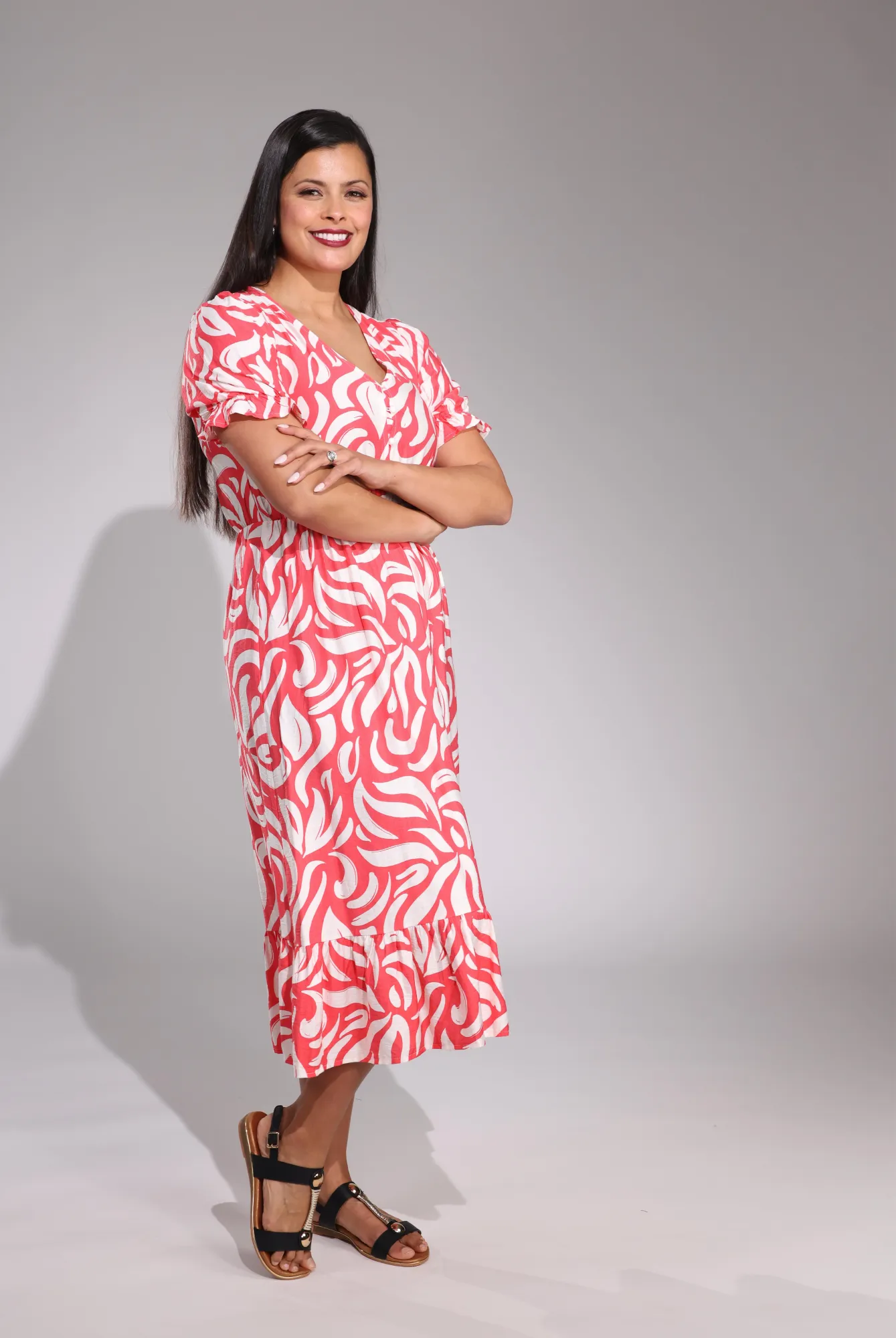 Everyday Wear Midi Sundress | Coral Curves | 0106C1