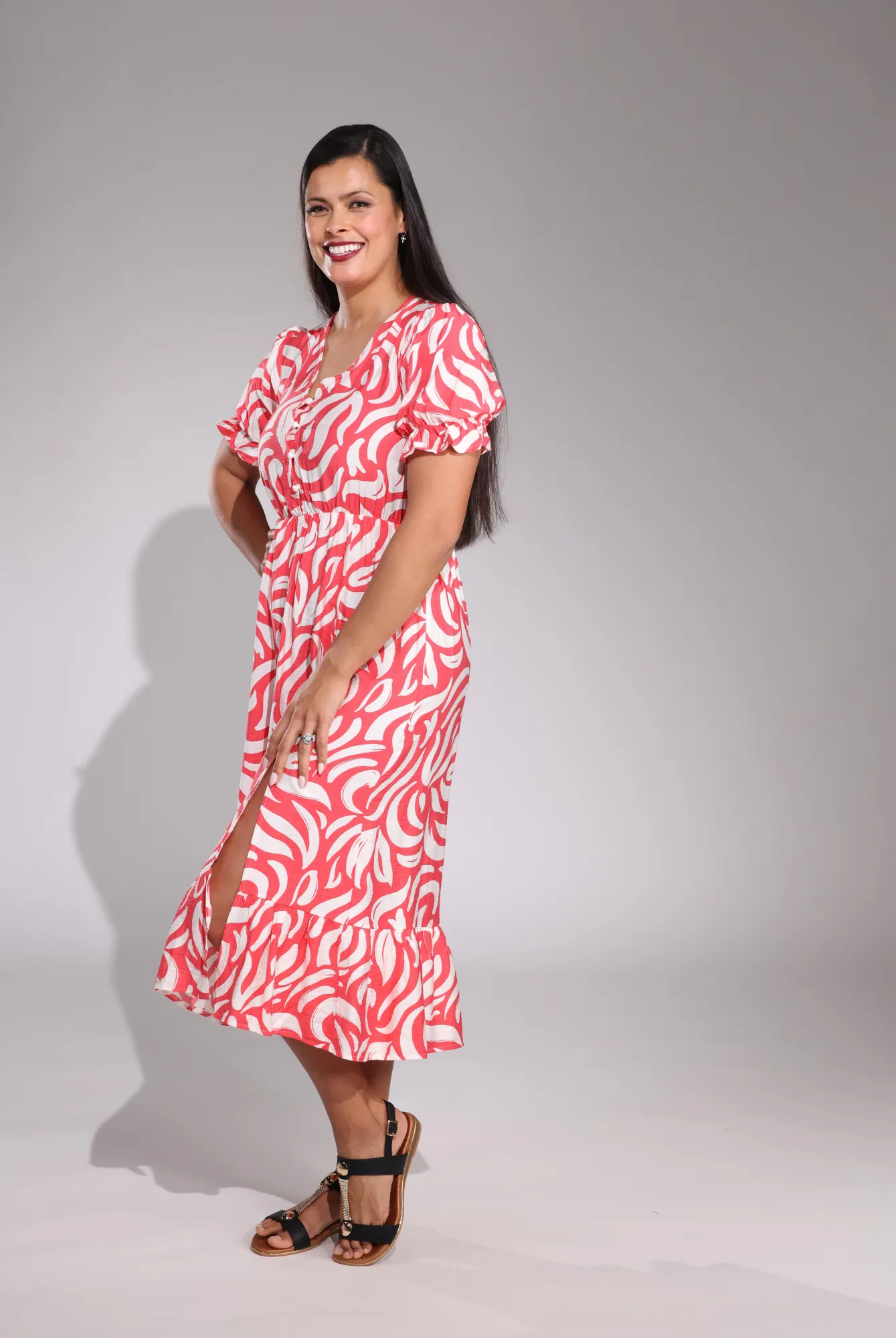 Clear Glow Midi Sundress | Coral Curves | 0106C1