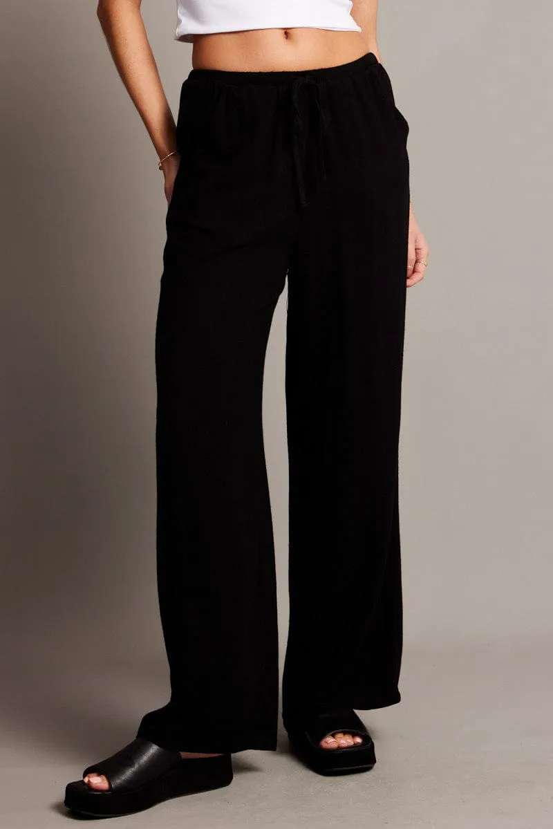 Flattering Design NonIrritatingSeams Black Wide Leg Pants High Rise