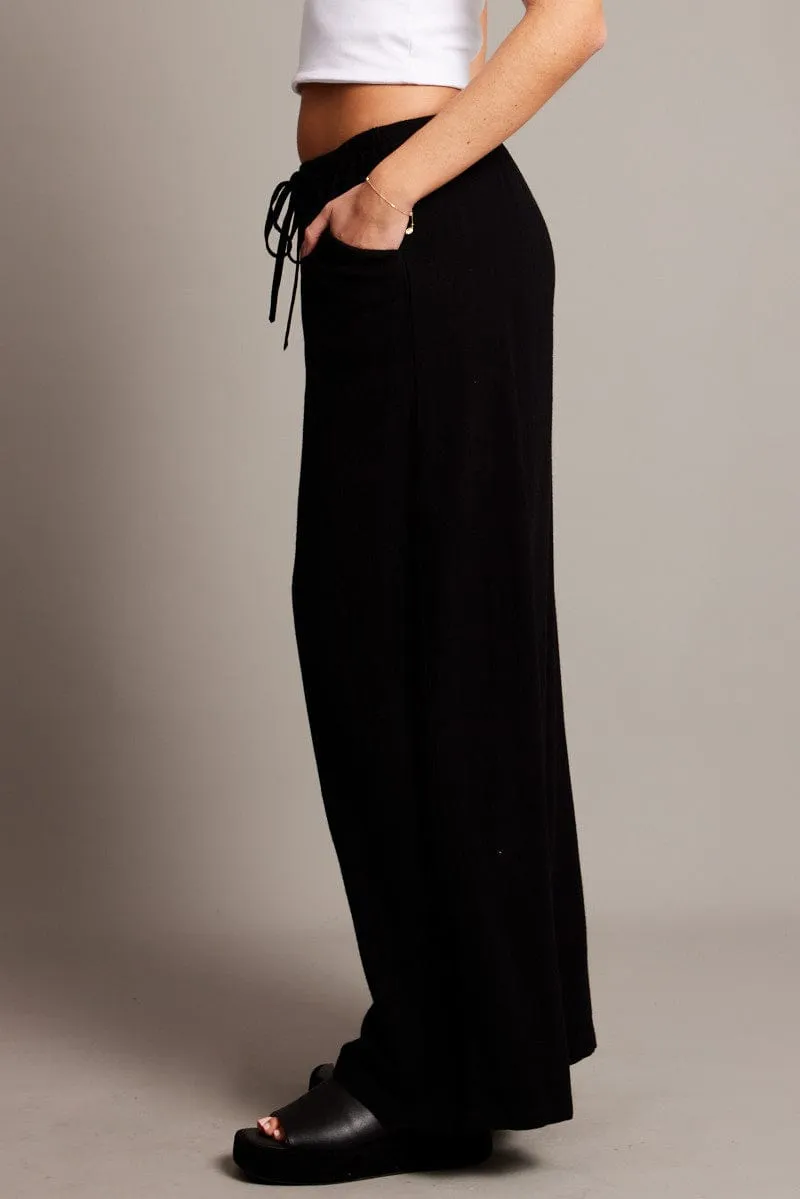 AbrasionResistant Lightweight Black Wide Leg Pants High Rise