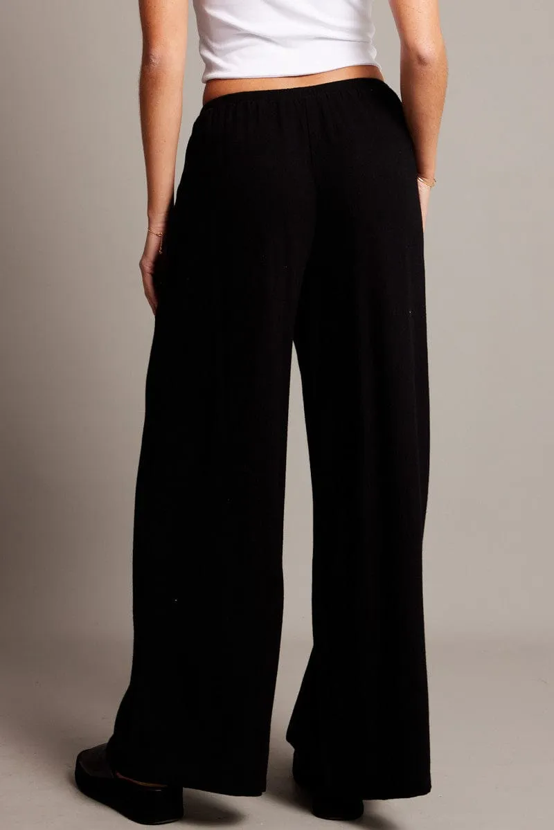 No Fuss Flexible Layer Black Wide Leg Pants High Rise