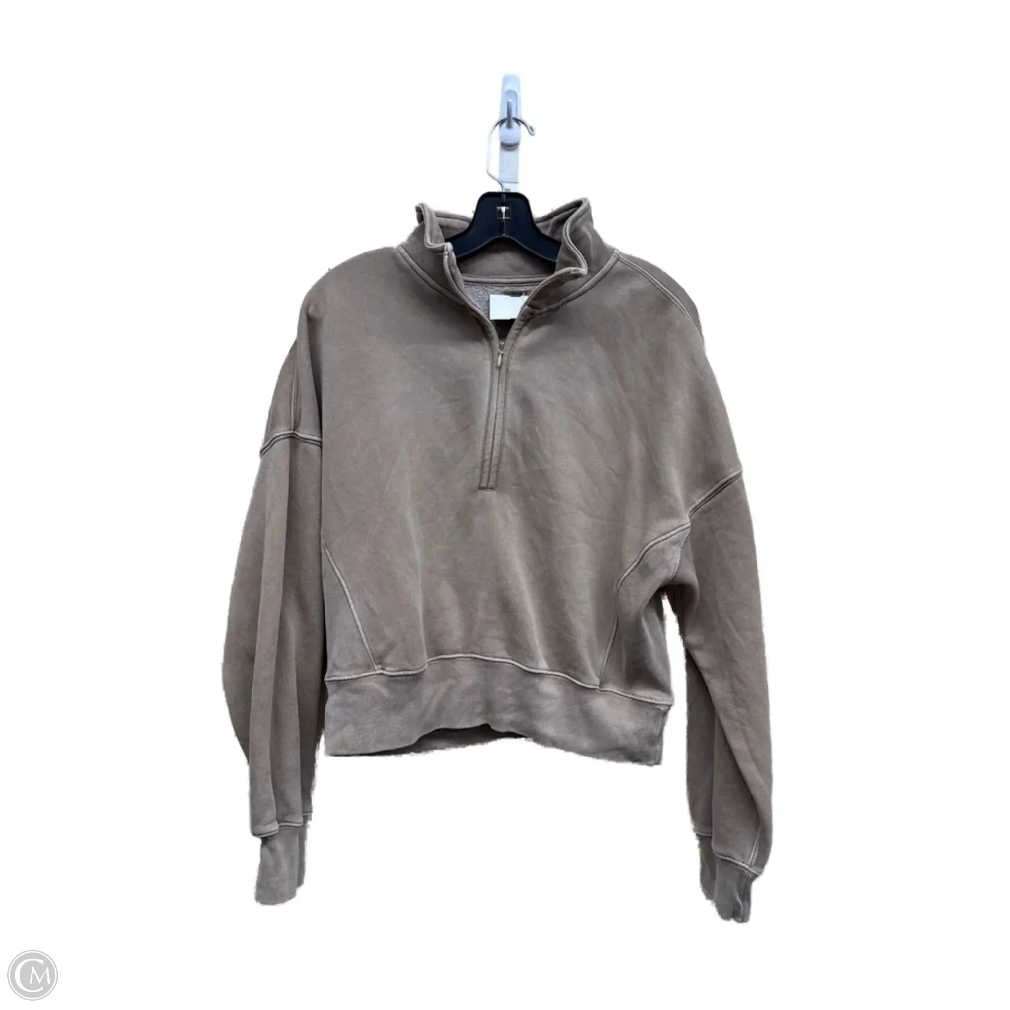 HiddenZipperClosure Morning Walk Sweatshirt Collar By Abercrombie And Fitch In Tan, Size: S