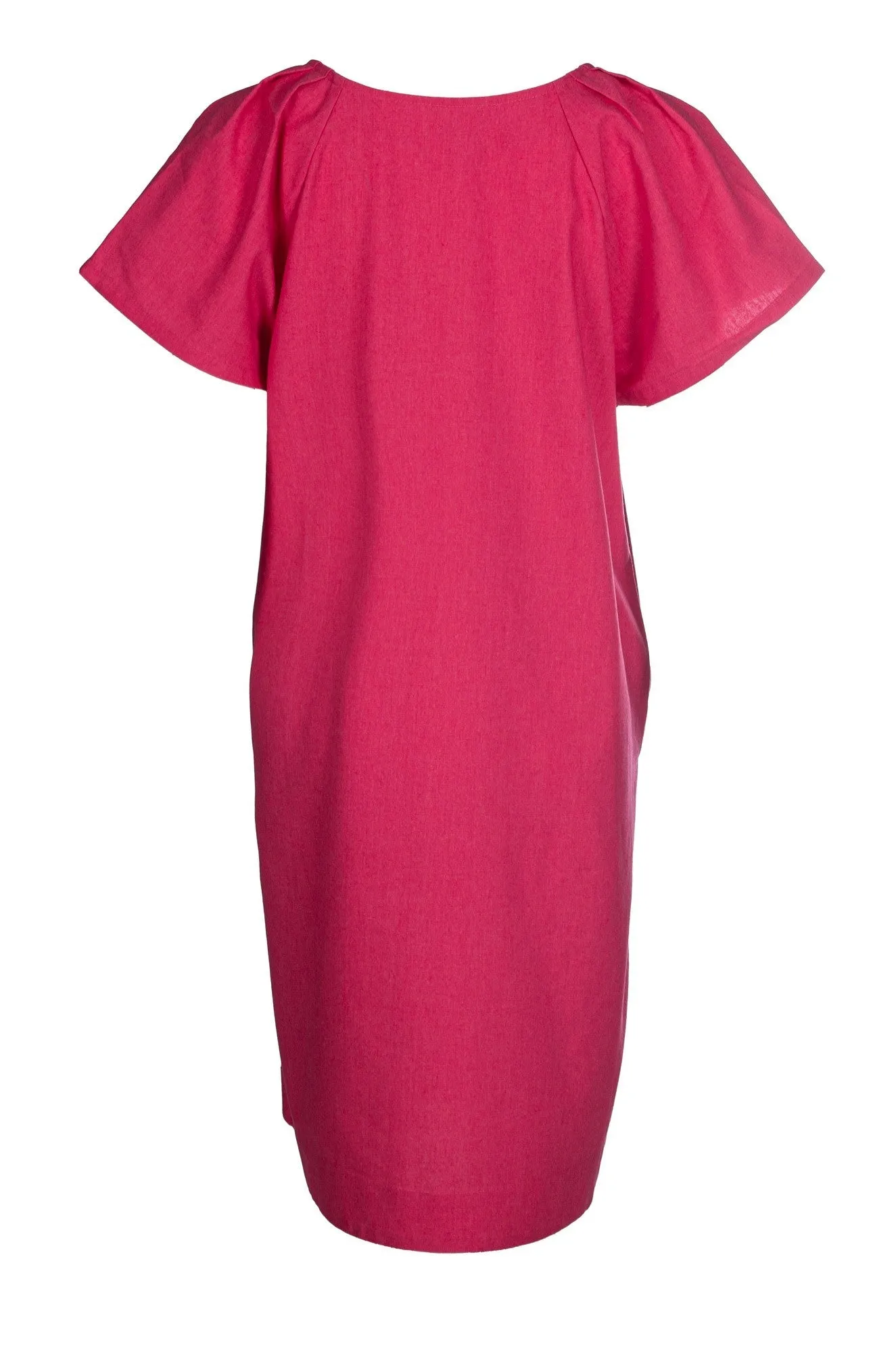 World Glow Seamless construction Cotton Linen Blend Dress | CERISE | 6778A1
