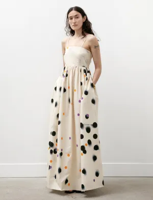 AI Core Semi Formal Capital Dress Off White Dots Print