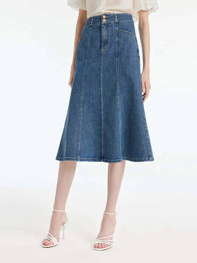 Minimal Vibe Denim High-Waisted Mermaid Women Skirt