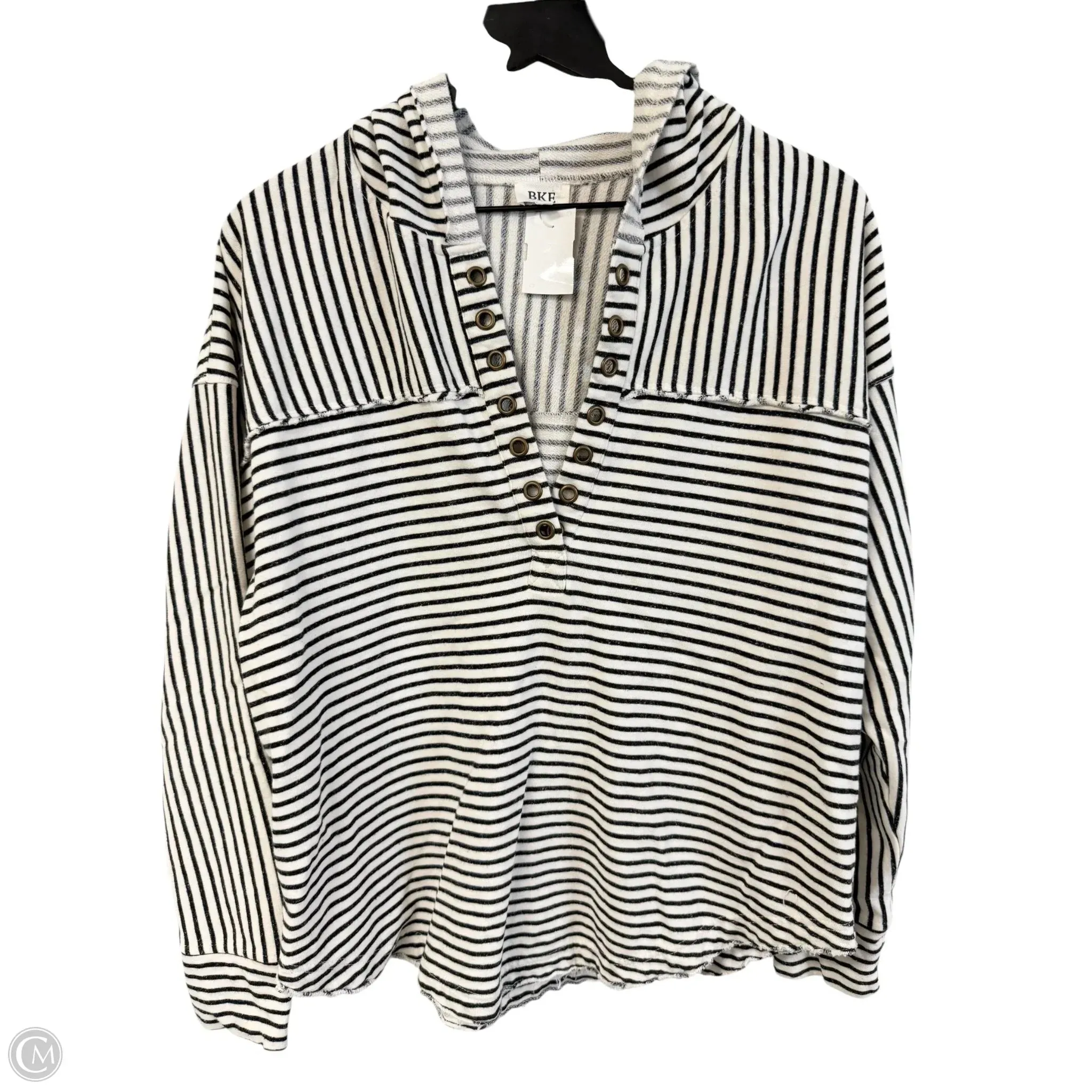 Winter Fashion Casual dress Sweatshirt Hoodie By Bke In Black & White, Size: L