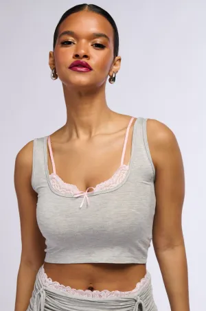 PLAY NICE LACE DETAILED TANK Abrasion Resistant Surface Elasticated Cuffs