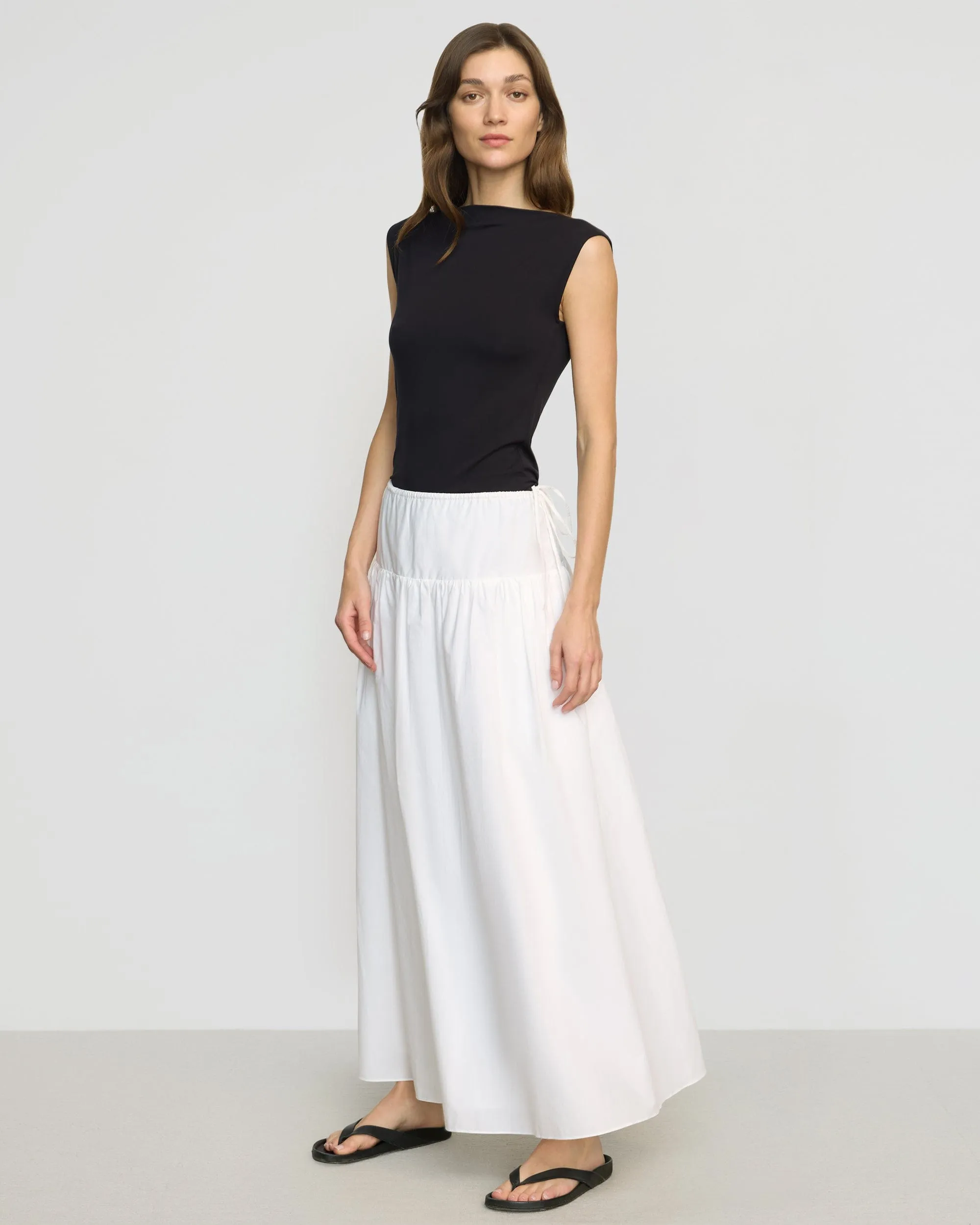 Bao Organic Cotton Drop-Waist Skirt Matching Belt Heat Dissipating Fabric
