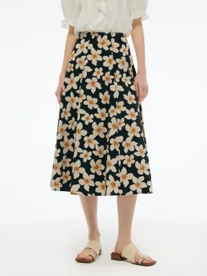 Cotton Stretch Floral Print Women Skirt Fresh Mood Casual Moments