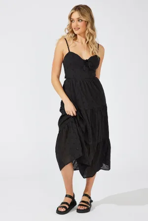 bike lane All Season Look Black Midi Dress Sleeveless Eyelet