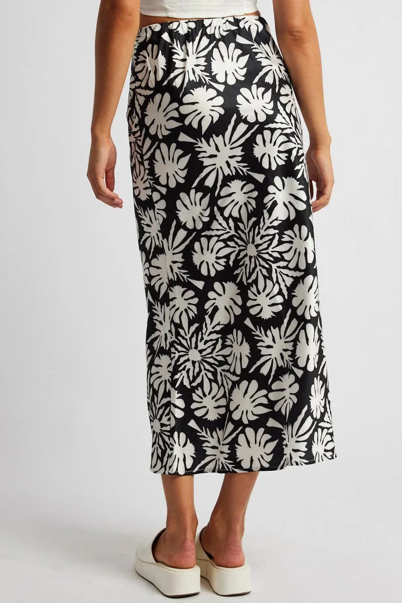 Black Abstract Slip Skirt Maxi Outfit Vibes Modern Chic