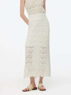 Vibrant Flow Linen Cotton Blend Women Side Slit Openwork Skirt