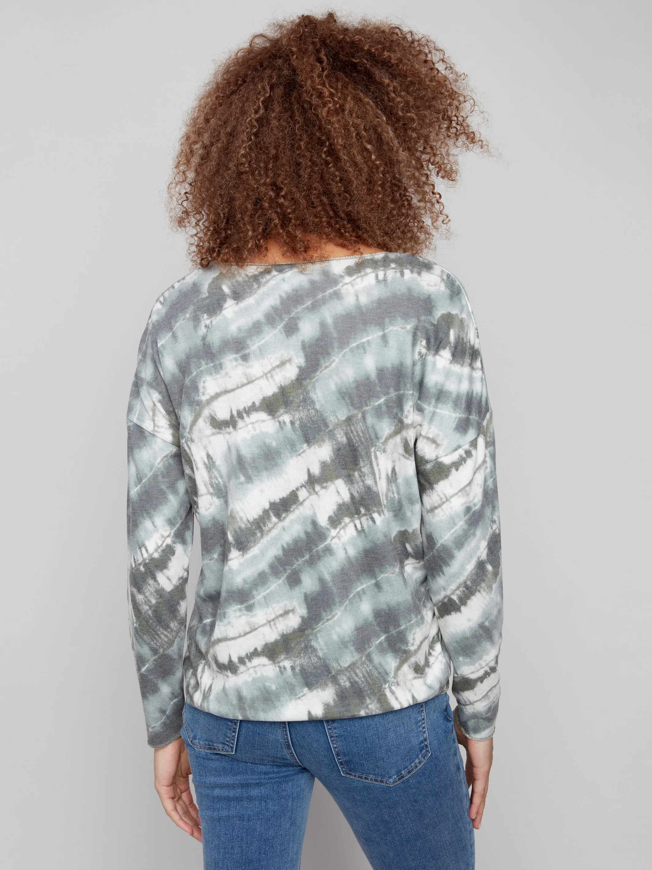 Printed V-neck Knit Top - Dreamy Spruce Casual Fashion
