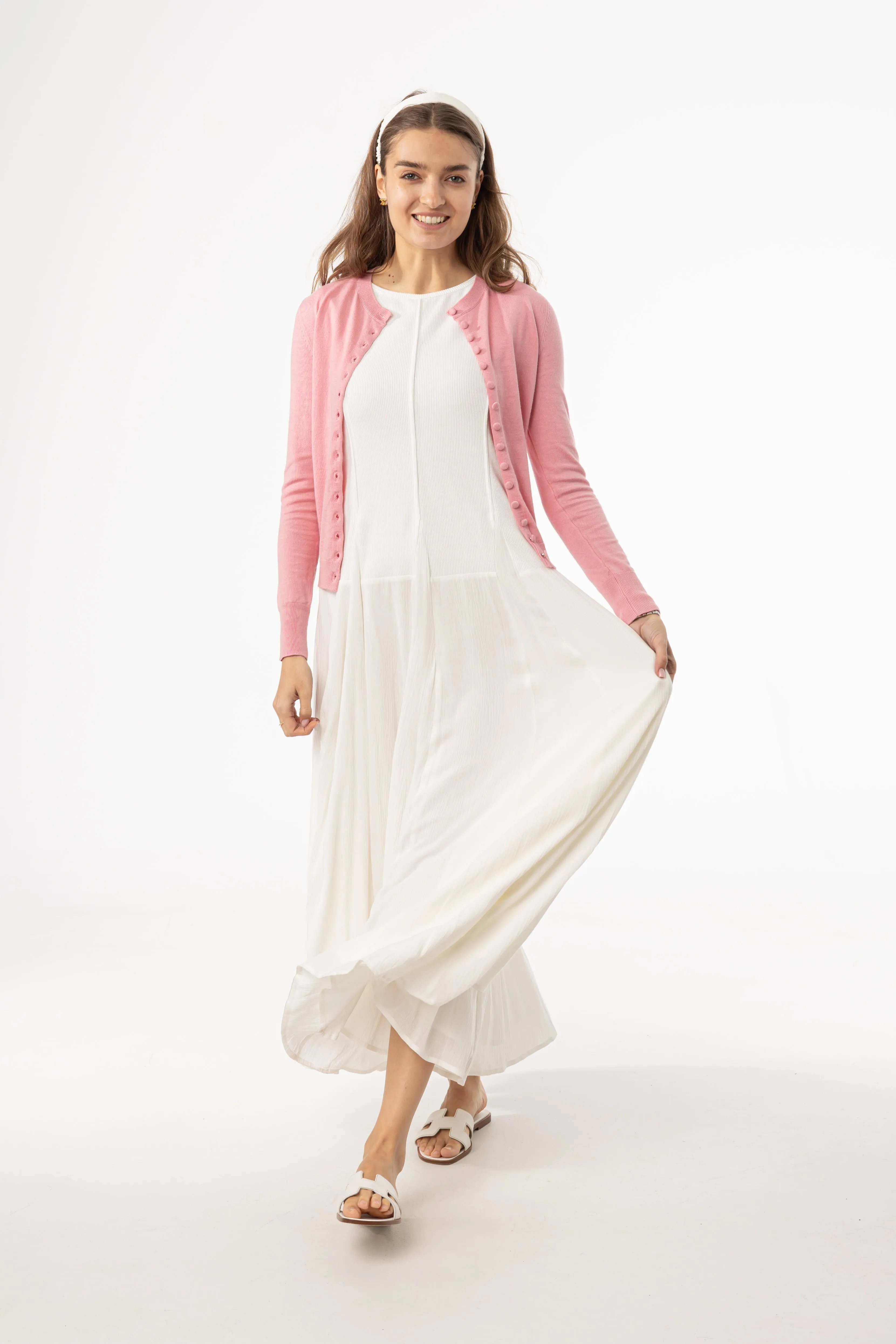 NoSlipWaistband Cream Fabric Combo Jumper