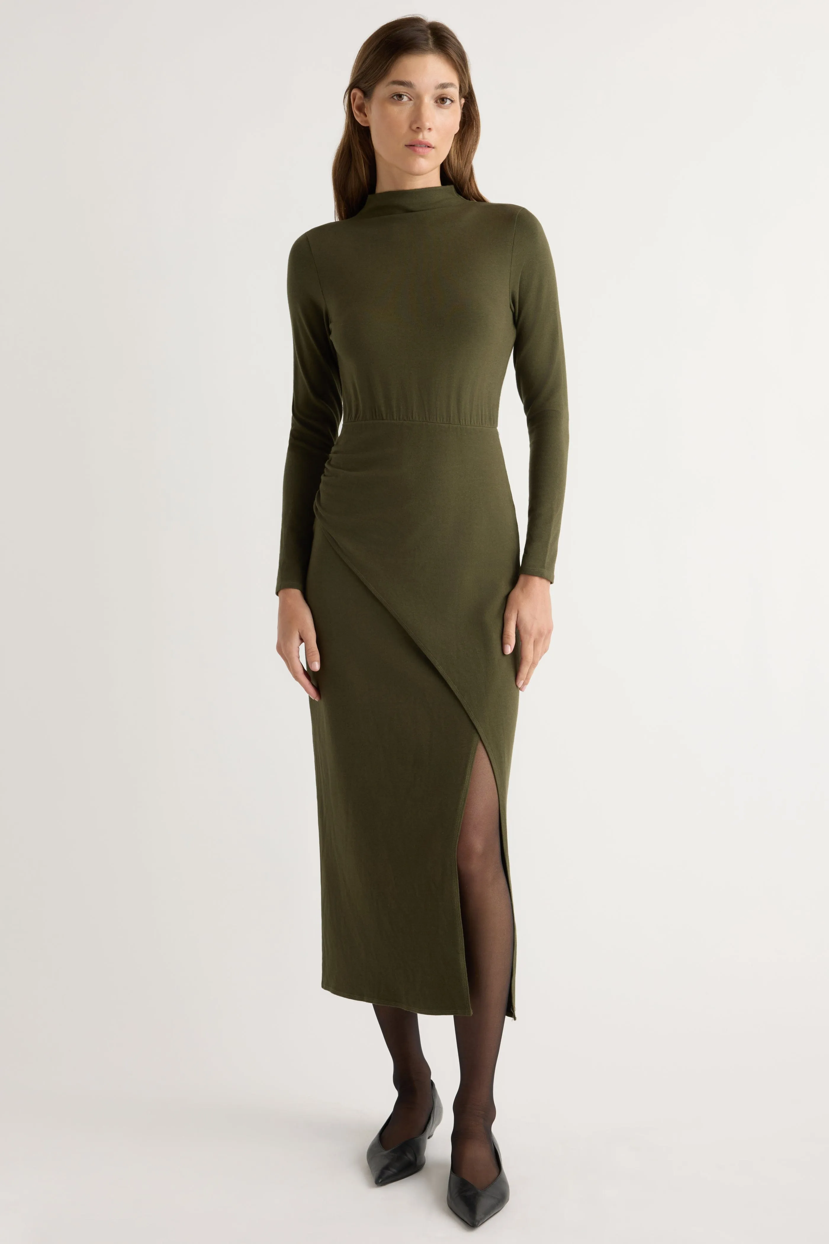 Suki Mock-Neck Side-Slit Dress Chic Fit