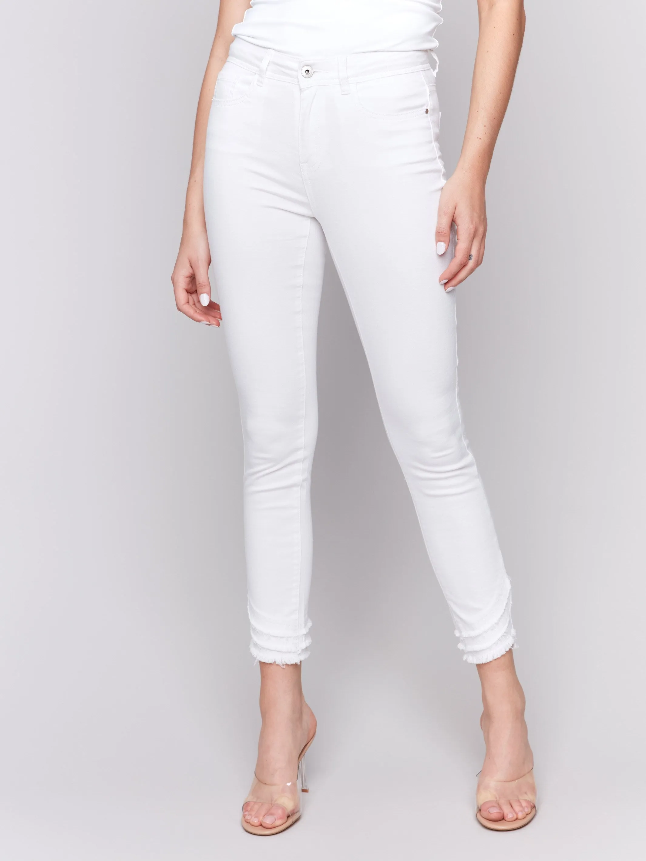 Frayed Hem Twill Pants - White Selvedge Denim