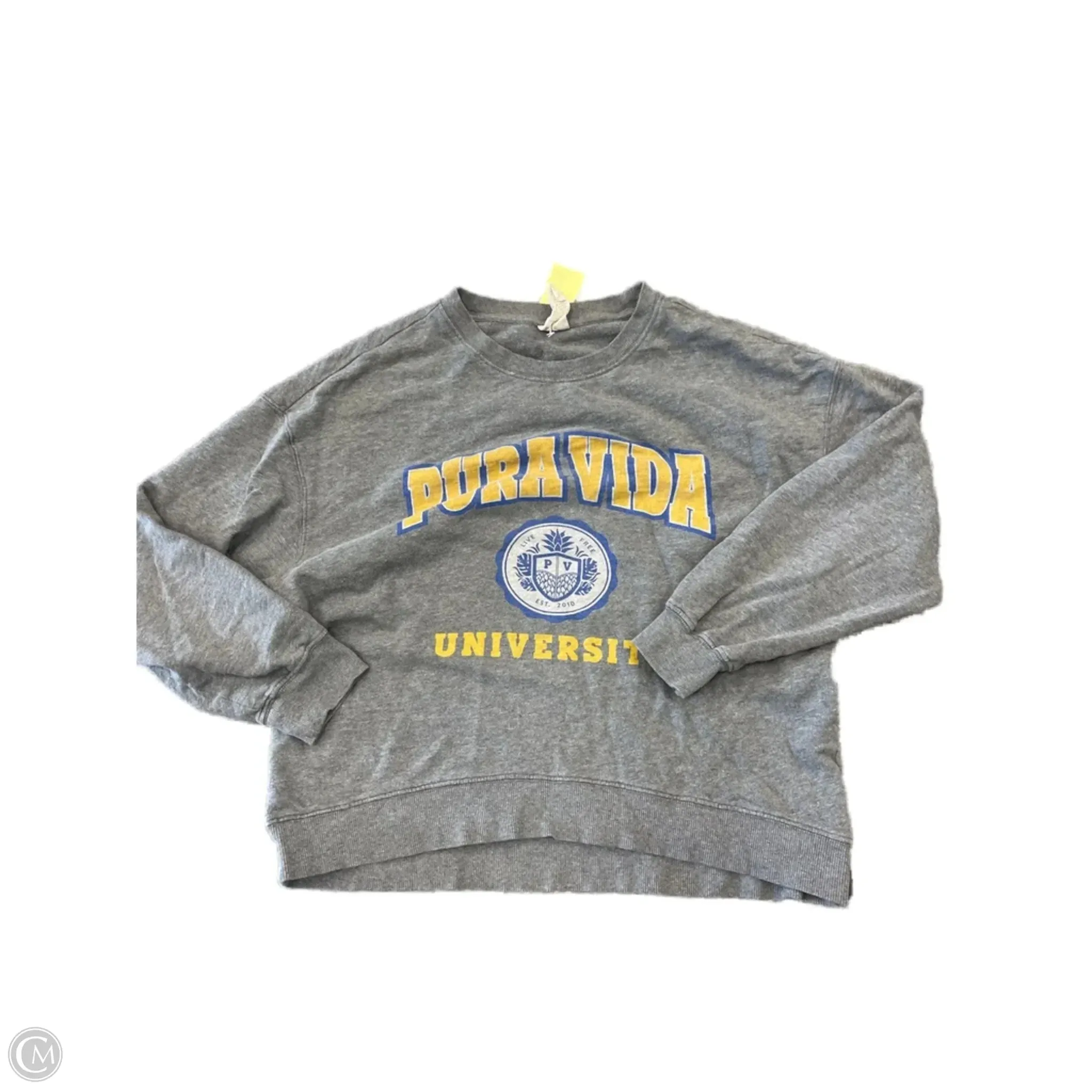 Sweatshirt Crewneck By Puravida In Grey, Size: S Stylish Look