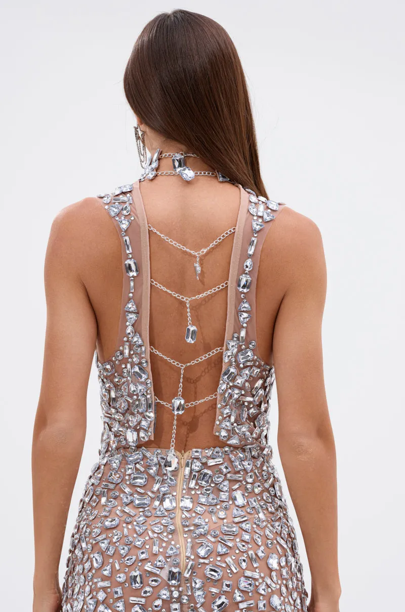 Chafe Resistant Fabric ALL THE BLING RHINESTONE OPEN BACK TOP