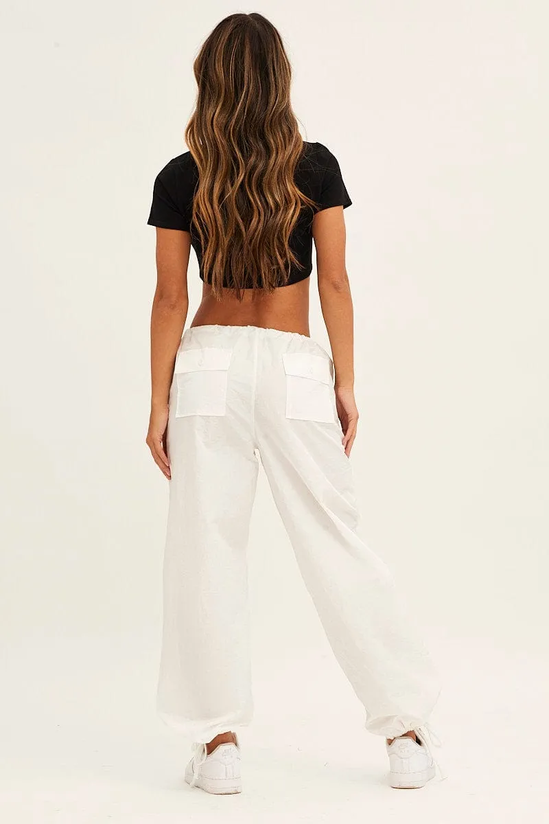 White Utility Relaxed Pant Low Rise Cozy Look Classic Cut