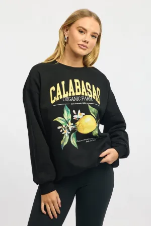 Indoor Wear Blend Black Graphic Sweater Long Sleeve