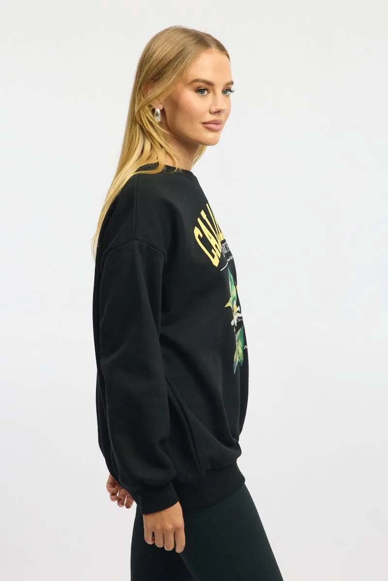 product home friendliness Black Graphic Sweater Long Sleeve