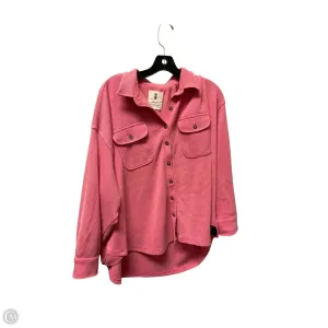 Stretchable Material Sporty Jacket Sweatshirt Collar By Simply Southern In Pink, Size: Xl