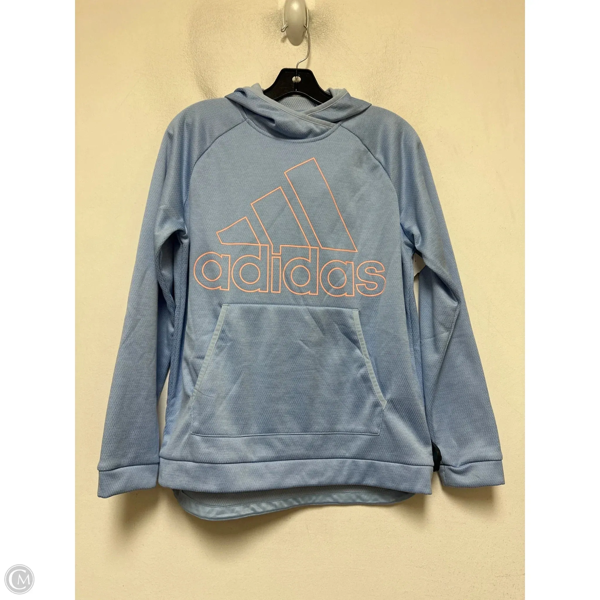 Casual Protection Travel Vibe Sweatshirt Hoodie By Adidas In Blue & Orange, Size: M