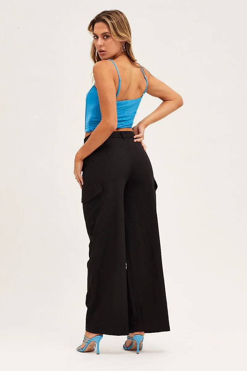 Black Cargo Pant Multi Pocket System