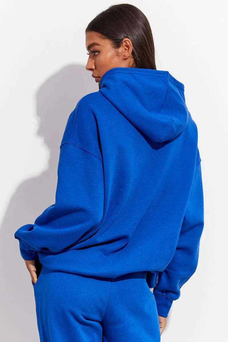 Comfy Feel Blue Graphic Sweater Long Sleeves