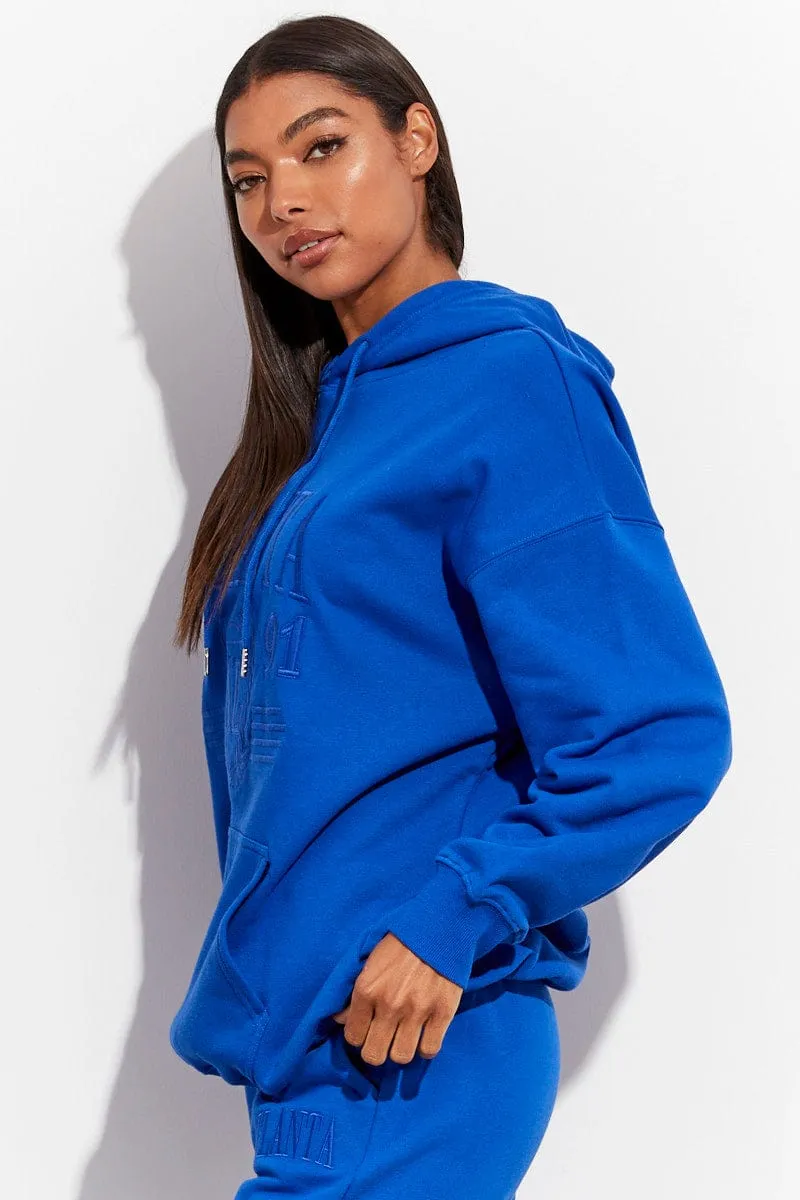 product future prospects Blue Graphic Sweater Long Sleeves