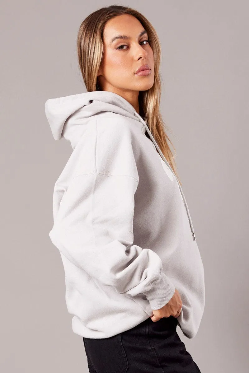 product fringe edginess Grey Graphic Hoodie Sweater Long Sleeve