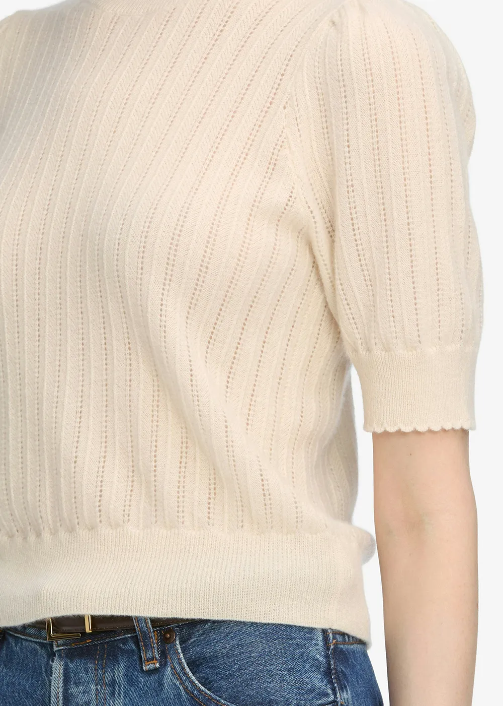 Simple Warmth Odor Resistant Fabric The Ladder Pointelle Sweater