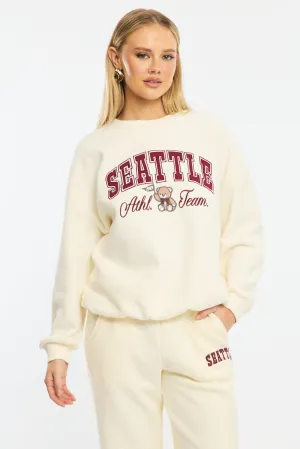 White Graphic Sweater Long Sleeve Modern Chic