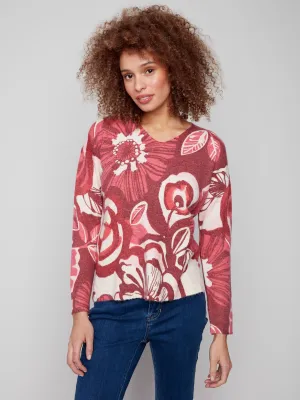 Perfect Warmth Winter Layers Printed Plush Knit V-Neck Sweater - Vibrant